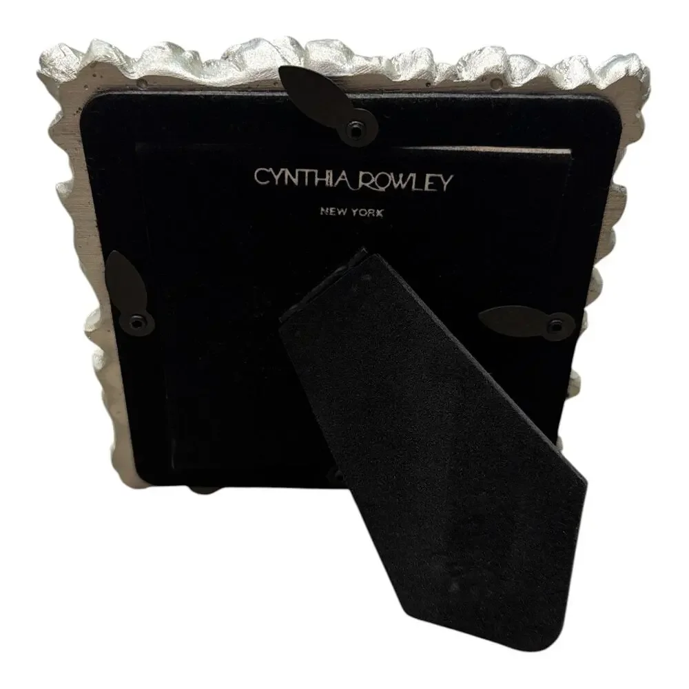 Cynthia Rowley Ornate Silver 3 D Floral Rose Photo Picture Frame Stand Up